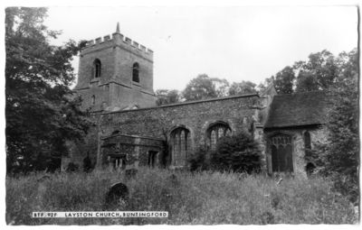 010 - Layston Church
F. Frith of Reigate, no series number on the reverse but also no roof on the Nave which makes the photo after 1953
