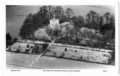 011 - Layston Church from the air
From the Aerofilms series number 25947 this example is postmarked 1932.
